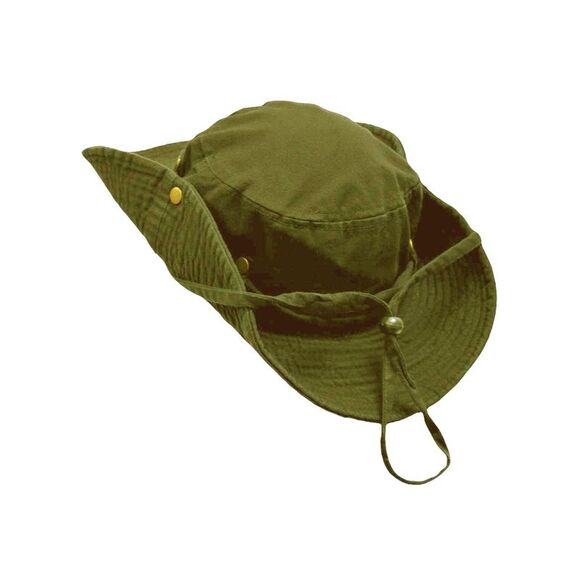 Safari Style Cotton Hat With Chin Cord & Side Snaps - Picture 7 of 9